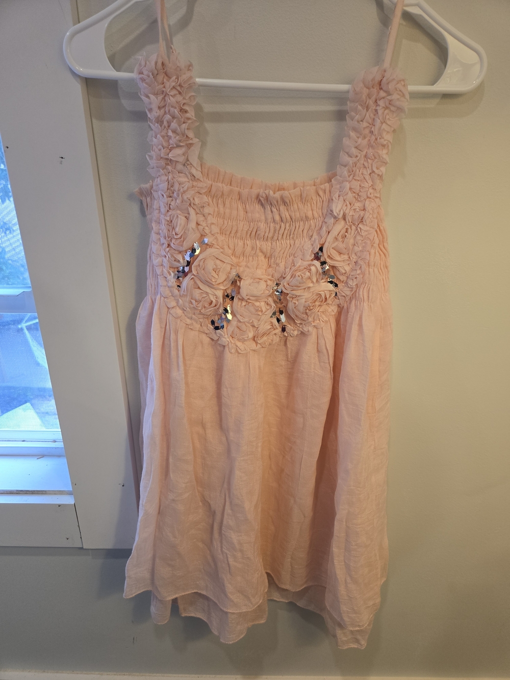 Girls Rose Pink Sundress with Rosette Details
